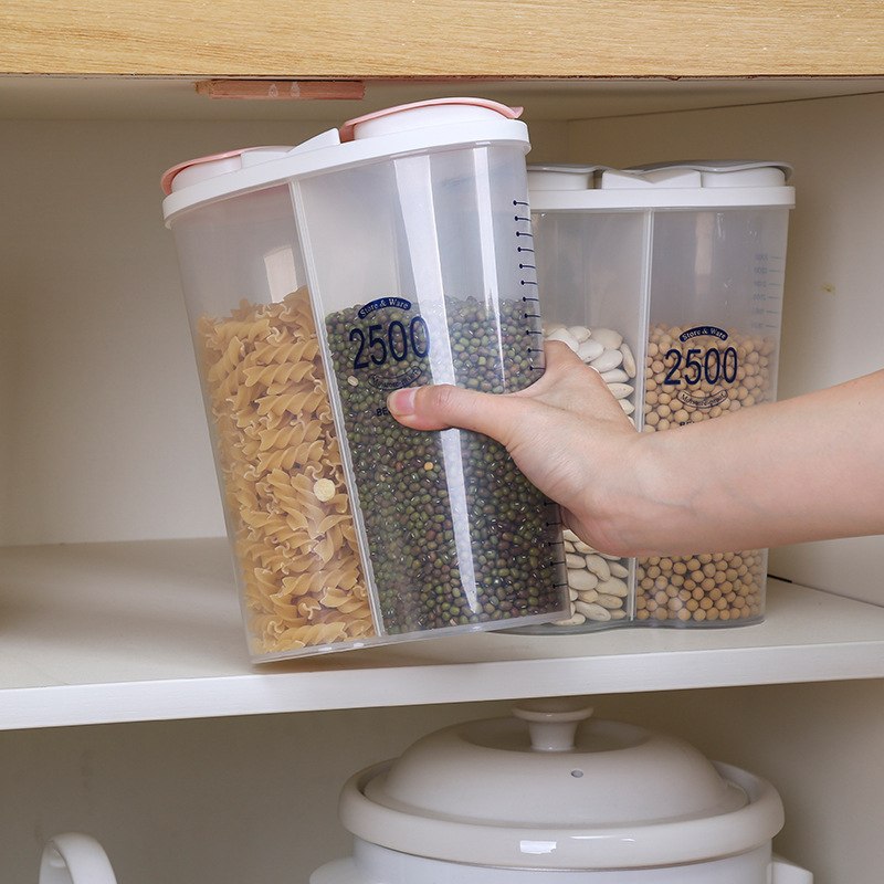 حاوية تخزين الحبوب والمكسرات من مزدوجة: لتخزين طعامك بشكل صحي ومنظم